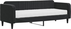 vidaXL fekete bársony heverő matraccal 80 x 200 cm