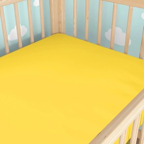 Goldea gyermek pamut lepedő kiságyba - sárga 70 x 140 cm