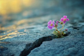 Vászonkép Canvas Makró Virág Szikla Kő Rés Természet 120x80