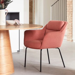 Rózsaszín kárpitozott karfás étkezőfotel Sadira – Teulat