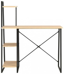 fekete és tölgyszínű íróasztal polcrendszerrel 102x50x117 cm