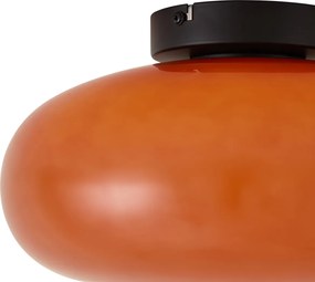 Retro Fekete Mennyezeti Lámpa Narancssárga Üveggel 30cm - Glaze