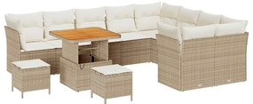 vidaXL Kerti Kanapé Szett 12 pcs Bézs polirattan