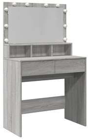 szürke sonoma színű fésülködőasztal LED-del 80 x 41 x 134,5 cm