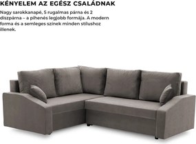 Grande Plus sarokkanapé, baloldali, szövet anyag, szürke