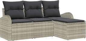 vidaXL Kanapé Szett párnával tárolóval 4 pcs Világosszürke polirattan
