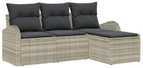 vidaXL Kanapé Szett párnával tárolóval 4 pcs Világosszürke polirattan