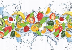 Fotótapéta Gyümölcsök a vízben robbanás frissesség fehér alapon 520x318 +ragasztó