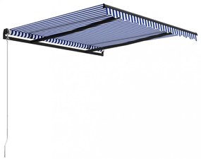 kék és fehér kézzel kihúzható napellenző 350 x 250 cm