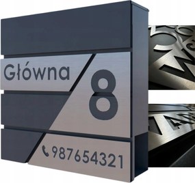 Nagy Postaláda Szám Címmel (rozsdamentes Acél Tábla (lézer)