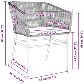 2 db barna polyrattan kerti szék párnákkal