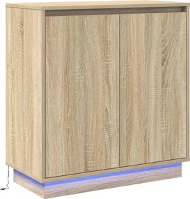 vidaXL LED tálaló polcokkal Sonoma tölgy 71 x 34,5 x 75 cm Faanyag