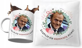Donald Tusk Po párna bögre szett Ajándék fényképes nyomtatással
