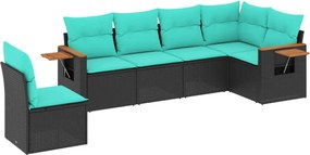 vidaXL 6 részes fekete polyrattan kerti ülőgarnitúra párnával