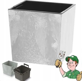 Műanyag Virágtartó Szürke Beton Effect 30x30CM 19L Fedő Robusztus Betéttel