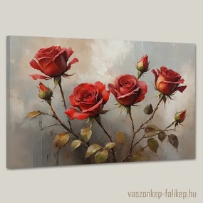 Vörös rózsák falikép – romantikus, prémium nyomat 60x40 cm
