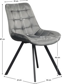 Étkezőszék, sötétszürke Velvet szövet/fekete, SAMIRA