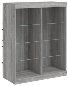 szürke sonoma színű tálalószekrény LED-ekkel 81 x 37 x 100 cm