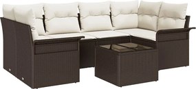 vidaXL Kerti Kanapé Szett párnával 7 pcs Barna polirattan