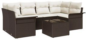 vidaXL Kerti Kanapé Szett párnával 7 pcs Barna polirattan