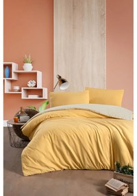 Sárga-krémszínű kétszemélyes-hosszabbított pamut ágyneműhuzat lepedővel 200x220 cm – Mila Home