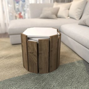 Dohányzóasztal Lori - White, Walnut