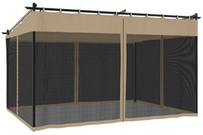 tópszínű acél pavilon hálós oldalakkal 4 x 3 m