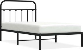 vidaXL fekete fém ágykeret fejtámlával 100 x 190 cm