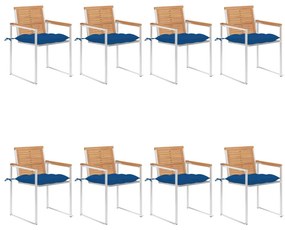 vidaXL 8 db tömör tíkfa kerti szék párnákkal