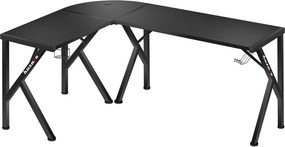 Sarok gamer asztal, 154x117cm, fekete