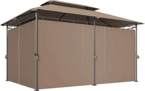 Outsunny kültéri pavilon 4 x 3 m — dupla szellőzőtető, 6 fémoszlop, 12 vízelvezető nyílás — khaki | Aosom