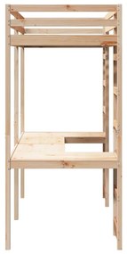 vidaXL Tetőtéri ágykeret Természetes 75 x 190 cm Tömör fenyőfa