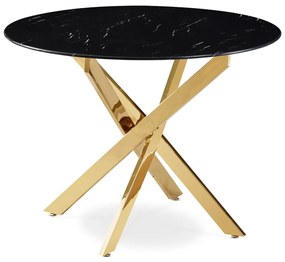 BALI asztal, 100 cm, fekete márvány/arany