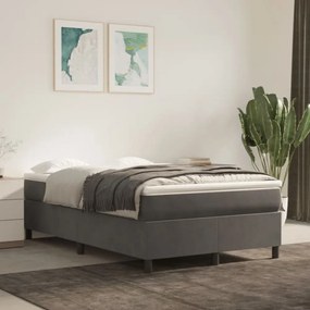 Sötétszürke bársony rugós ágy matraccal 120 x 200 cm