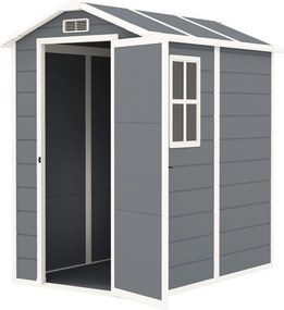 Outsunny Szerszámtároló 2.1m², Vízálló Kerti Ház Földi Pentes Tetővel, 131x186x198/172 cm, Zárható Ajtós Szerszámtároló, Ablakos Biciklis Garázs Műany