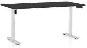 Állítható magasságú asztal OfficeTech B, 160 x 80 cm, fehér alap, fekete