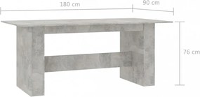 betonszürke szerelt fa étkezőasztal 180 x 90 x 76 cm