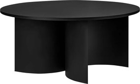 Fekete kerek dohányzóasztal kőrisfa dekoros asztallappal ø 95 cm Gavo – noo.ma