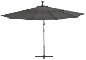 antracit konzolos kerti napernyő LED-del és fémrúddal 350 cm