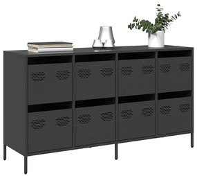 fekete hidegen hengerelt acél tálalószekrény 135x39x73,5 cm