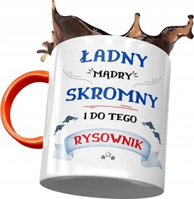 Narancssárga bögre rajzolónak Okos Szerény Nyomtatott Fotóval