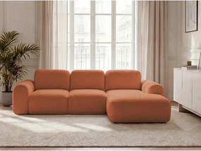 Narancssárga buklé kinyitható-tárolóhelyes sarokkanapé (jobb oldali-heverő résszel) Montaigne – Bobochic Paris