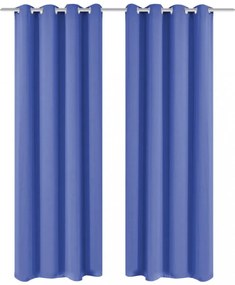 2 db kék sötétítőfüggöny fém függönykarikákkal 135 x 175 cm