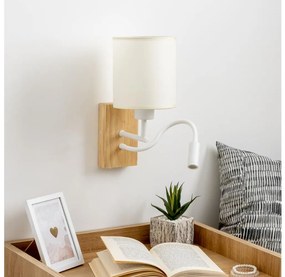 Brilagi - LED Rugalmas fali lámpa NUBILA WOOD 1xE27/25W/230V + LED/3W tölgy/fehér/krémes