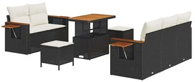 Kerti Kanapé Szett 8 pcs Fekete és krémszínű 90 x 55 x 71 cm