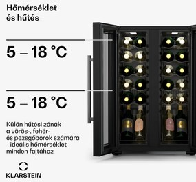 Klarstein Shiraz Weinkühlschrank| 2 Kühlzonen, Touch-Steuerung, LED-Beleuchtung, freistehend