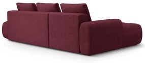 Borvörös kinyitható-tárolóhelyes sarokkanapé (bal oldali-heverő résszel) Linz – Cosmopolitan Design
