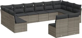vidaXL 12 részes szürke polyrattan kerti ülőgarnitúra párnákkal