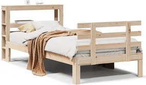 vidaXL tömör fenyőfa ágykeret fejtámlával 75 x 190 cm