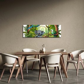 Kép - Vidám állatkák (órával) (90x30 cm)